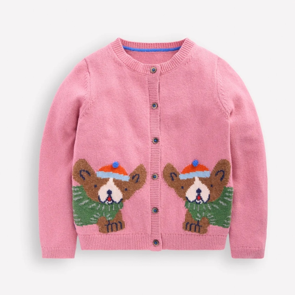 Mini Boden girls Fun Logo Cardigan
Pink Haze Frenchies NWT- 5-6y